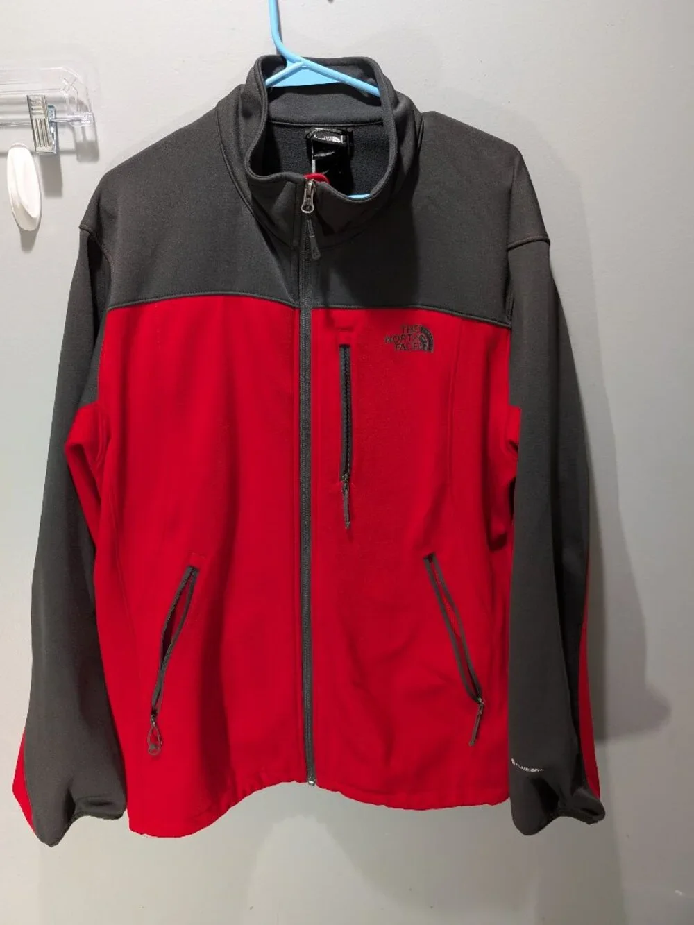 The North Face Momentum Fleece Jacket Mens L Red Black Full Zip C766